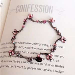 #A209 Claire's Gray & Pink Wrap Bracelet